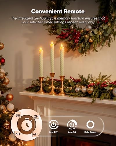 Spiral Flameless Taper Candles with Remote Control and Timer, 9.6 Inch Real Wax Battery Operated LED Candlesticks with Built-in Button, Fake Candle Sticks for Home, Christmas Decor - Image 7