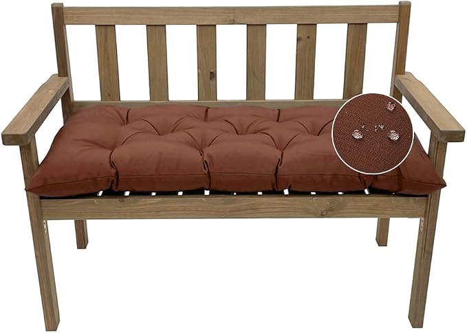 Outdoor Bench Cushion, Waterproof Swing Cushion Bench Seat Cushion, Swing Chair Replacement Seat Pads Cushion Pillow for Lounger Garden Furniture Patio Metal Wooden Bench (Dark Brown, 47.24x20in)