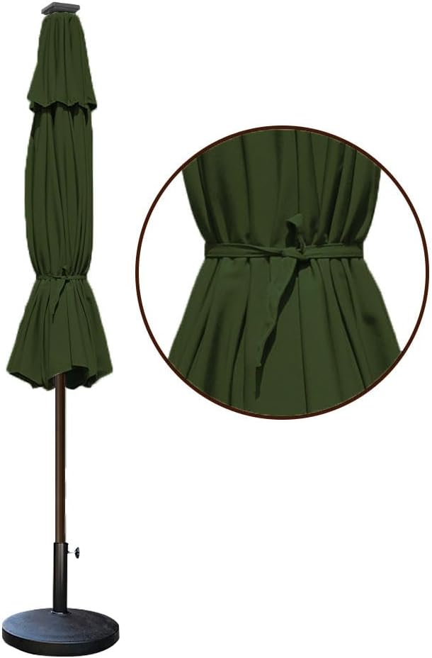 EliteShade USA 10-Year-Non-Fading 9ft Market Patio Umbrella, Commercial Grade Table Sun Umbrella with 80 Solar LED Lights, Crank Open, Windproof & UPF 50+ UV Protection for Garden, Deck, Pool, Backyard, Fern