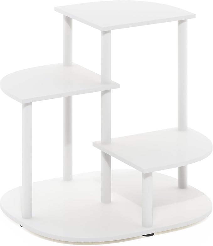 Furinno CELUKA Plant Stand Indoor, 3-Tier Tall Plant Stand, Corner Tiered Plant Shelf Outdoor, Indoor, for Patio, Garden, Balcony, Living Room, White
