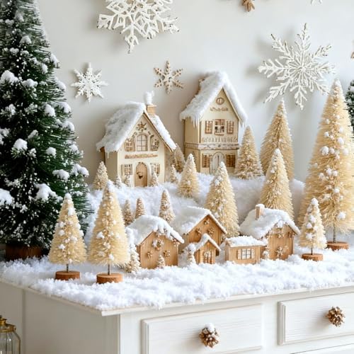 Sumind 96 Pcs Mini Bottle Brush Trees Small Christmas Trees, Beige - Image 5