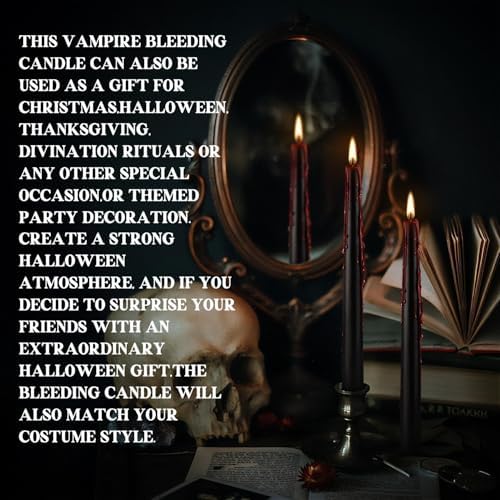 24 Pcs 10 Inch Vampire Blood Taper Candles Vampire Blood Candle, Ritual Spell Unscented Candle Halloween Spooky Decor for Haunted House, Gothic Theme Party. - Image 6