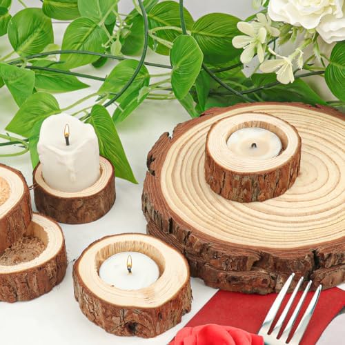 48 Pack Wooden TeaLight Candle Holders, OD:2.5 Inch, ID:1.6 Inch Wood Votive Tealight Holders for Home, Wedding, Party, and Holiday Decor - Image 4