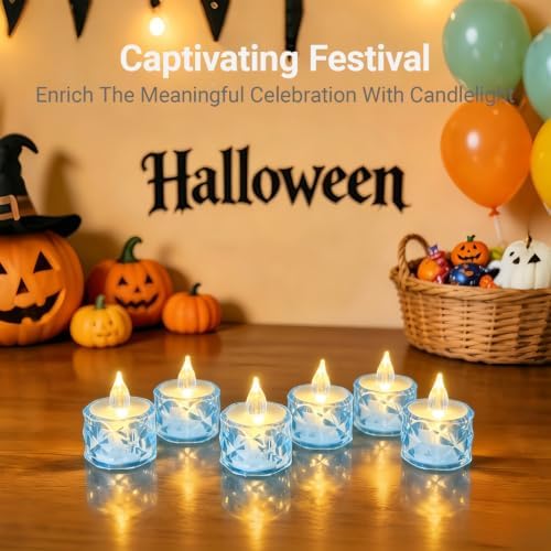 Flameless Candles, Bule, Battery Operated, 24 Count, LED Crystal Tealight Candles for Wedding, Christmas, and Table Decorations - Image 5