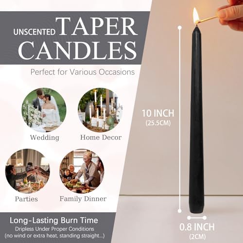 Candlesticks Long Taper Candle,Unscented 10 Inches Black Candle Sticks Smokeless Tapered Candles for Home Décor Holiday Gifts - Image 5