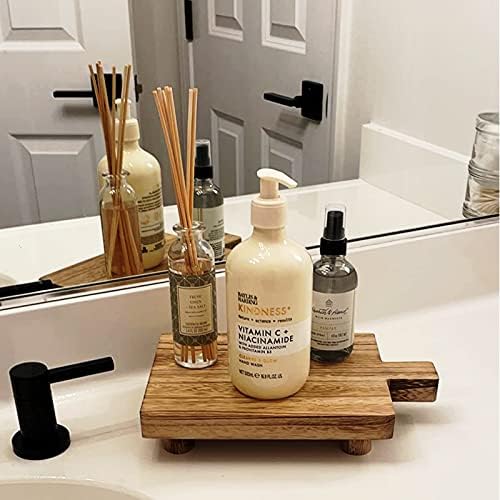 Handmade Wooden Tray,Practical Bathroom and Kitchen Decoration for Soap,Bath Bottles,Candles,Toilet Paper,Plant Holder(10.8 x 6.9 Inch)(Wood Color) - Image 4