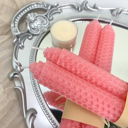 Lacaser Natural Beeswax Taper Candles Bulk Set,9" Long Candlesticks, Dripless & Unscented, 4 Hour Burn Time, Light Pink, 12 Pack - Image 4
