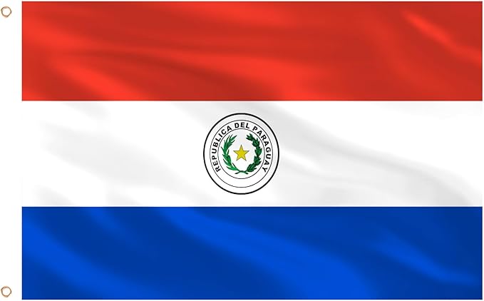 Ahfulife Paraguay Flag 3x5 Ft, 2 Pcs Large Paraguayan National Flags for Outdoor Indoor, Double Sided with Brass Eyelets for World Cup, Party, Garden, Bar, Street Decor