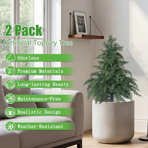 Artificial Topiary Trees, Cypress Tree 24in - Image 3