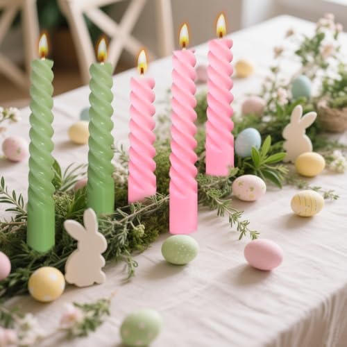 10 Pack Pink and 10 Pack Sage Green Spiral Taper Candles for Home Decor, 10 Inch Unscented Dripless Twisted Candlesticks for Weddings Dinner Holiday Decoration Formal Events - Image 3