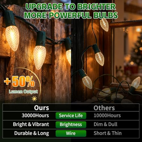 26Ft 20 C9 Led Bulbs Christmas Lights Outdoor, Christmas Pathway Lights - Image 2