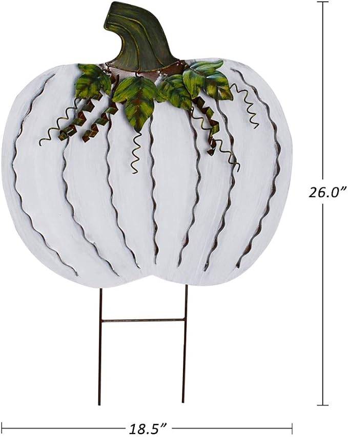 26"H Metal Pumpkin Yard Stake Outdoor Fall Decor Rustic Pumpkin Garden Stake Autumn Yard Sign Pumpkin Lawn Ornaments for Porch Garden Home Patio Harvest Thanksgiving Halloween Decorations