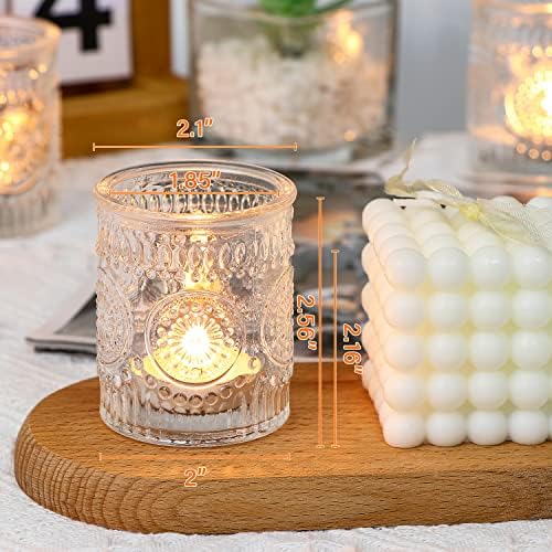 Lanttu 12 Pcs Clear Votive Candle Holder 2.1"x2.56" Tealight Candle Holder - Image 4