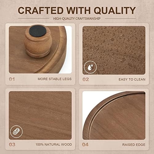 EOSAHR Wood Display Riser: Pedestal Stand for Rustic Kitchen Decor, Brown - Image 5