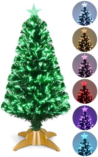 3FT Green Fiber Optic Christmas Tree,Artificial Mini Christmas Tree by HABAGOU