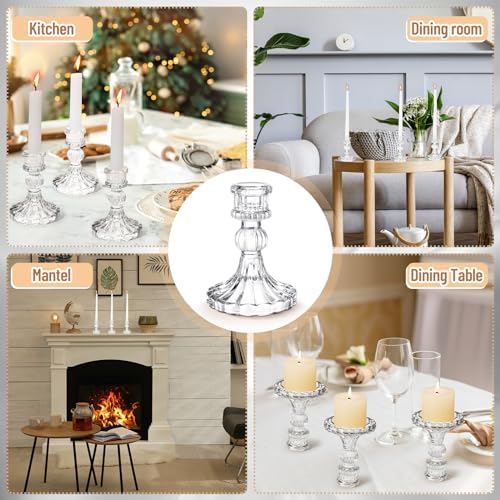 Maxcheck Set of 6 Glass Taper Candle Holders,Clear - Image 4