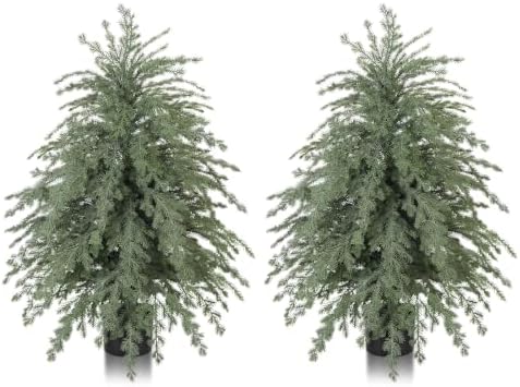 2 Pack 3FT Artificial Norfolk Pine Potted Trees, Christmas Decor by LivingGreenEveryDayShine