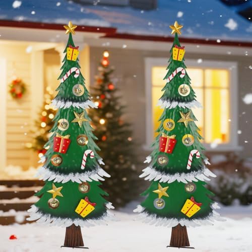2 Pack Christmas Tree with Stakes, 36" Outdoor Christmas Decoration by Hausse