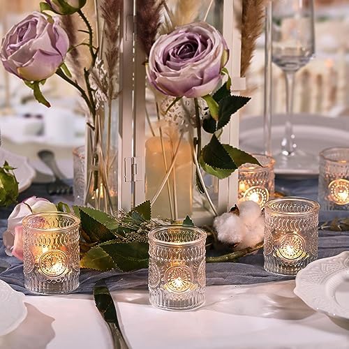 DEVI 24pcs Clear Glass Votive Candle Holders, Vintage Candle Holder for Votives&Tea Lights&Floating Candles, Wedding Decorations for Receptions, Valentine Wedding Centerpieces Table Decoration - Image 2