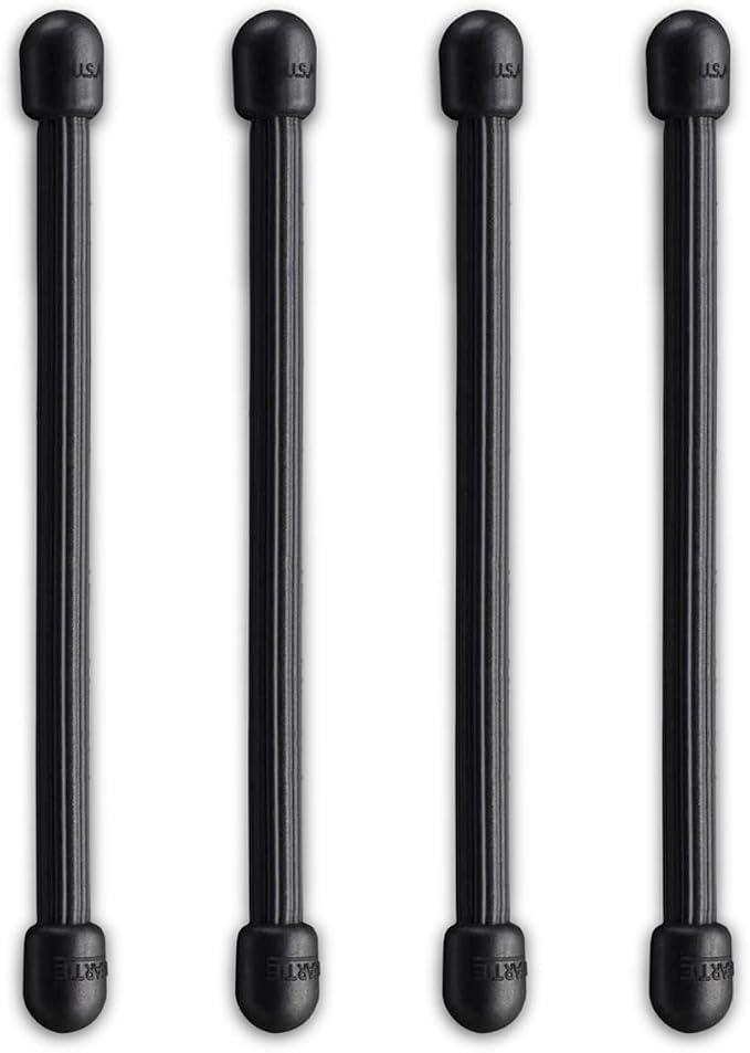 Nite Ize 4-Pack Gear Tie Reusable Rubber Twist Tie, 3" - Black (6-Pack)