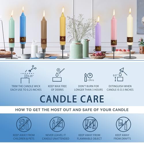 Unscented Taper Candles 7 in Small Candlesticks Light Green Candles 4 Pack for Dinner Household Wedding Party Home Décor - Image 6