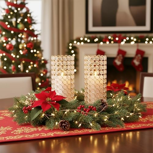 LoveCat Gold Crystal Candle Holders - Hollow Bling Crystal Vases, 10.4" Tall Cylinder Vases for Centerpieces, Elegant Metal Hurricane Candlestick Holders for Event Party Wedding Home Decor (8pcs) - Image 4