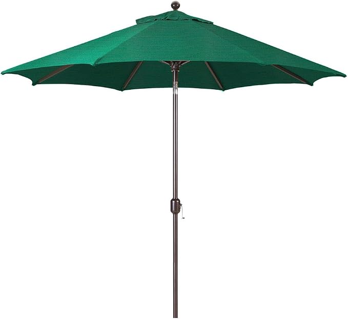 Galtech Deluxe Auto Tilt Market Umbrella, 7.5ft - Outdoor Patio, Deck, Pool, Backyard Stand Alone Umbrella - Octagon, Heavy Duty w/Bronze Frame & Sunbrella Fabric (Forest Green)