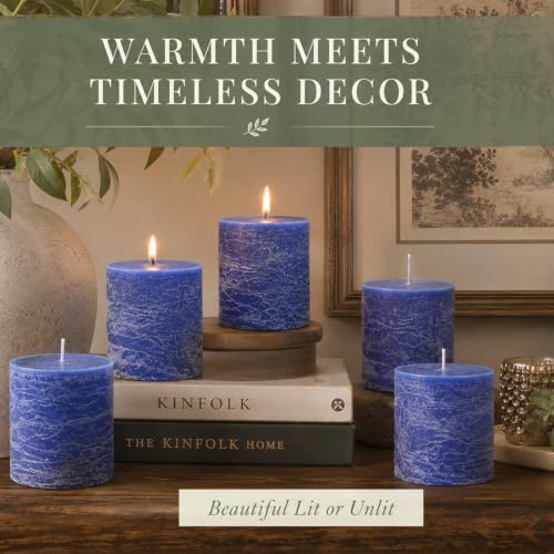 Rustic Soy Pillar Candles 2.8x3 Inch,6 Pack Blue Candle - Image 6