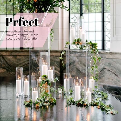 12Pack Glass Cylinder Vases for Centerpieces - 14 Inch Tall Flower Vase for Wedding Decorations, Floating Candle Holder Vase Bulk,Glass Hurricane Candle Holders for Table Shelf, Party, Home Decor - Image 6