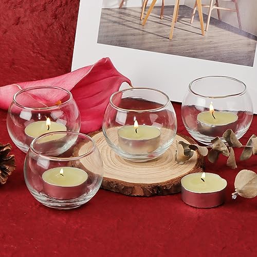 PINIWON 12pcs Clear Glass Round Votive Candle Holders, 2''×2'' - Image 3