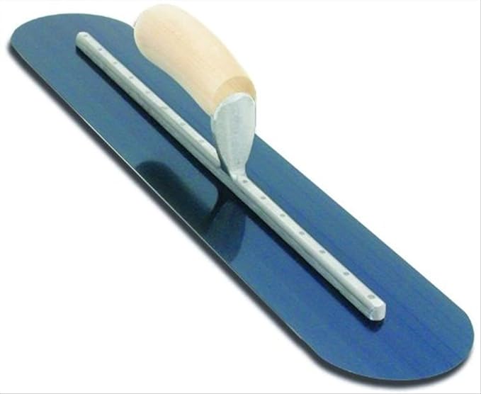 MARSHALLTOWN Fully Rounded Concrete Finishing Trowel, Blue Steel Blade, Wood Handle, 22 x 5, Assembled in USA, MXS225BR