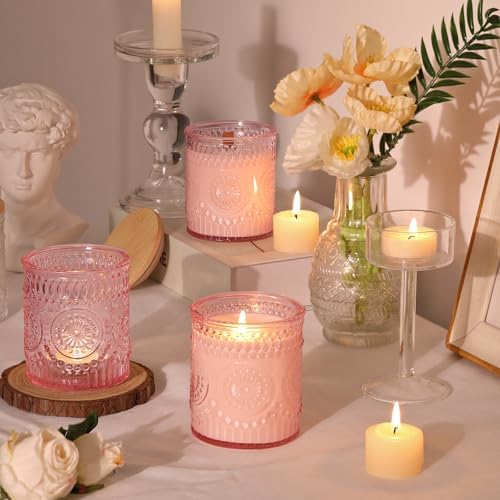 DARJEN 10 Pcs 8oz Glass Candle Jars with Lids, Candle Containers Tins-Pink - Image 5