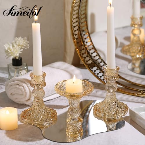 Gold Candle Holder Set of 12, Glass Taper Candle Holders Bulk - Image 6