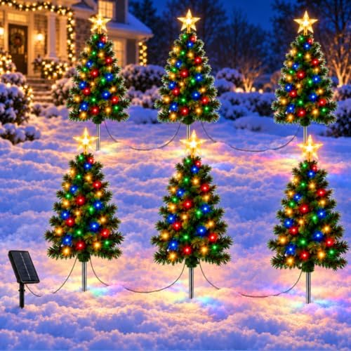 HELESIN Solar Christmas Tree Decorations Outdoor Lights 6 Pack, 3FT by HELESIN