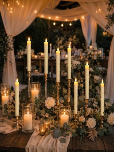 GenSwin Flameless Taper Candles LED Battery Operated Remote Timer Ivory - Image 6