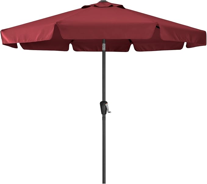 ABCCANOPY 7.5ft Scalloped Patio Umbrella, Outdoor Table Umbrella with Tilt and Crank, Fiberglass Ribs Deck Umbrella for Patio, Pool, Garden, Picnic (Wine Red)