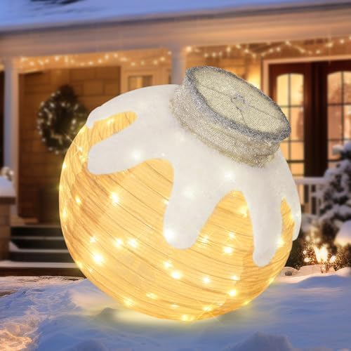 1 Pcs Lighted Outdoor Christmas Ornaments, 80 LEDs, Beige by TNGAN