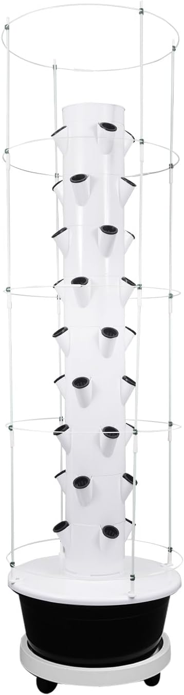 Hydroponics Growing System, 36 Pods Large Vertical Hydroponic Growing Tower with with Climbing Trellis, 9-Tier Indoor Gardening System for Herb Vegetable Fruit (Black, 36 Pods)