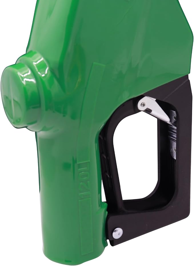 1" Inch NPT Fuel Nozzle Automatic Shut-Off Green Gas Pump Heavy Duty Nozzle with Fuel Hose Swivel & Hook 19/16 Inches Spout (OD=30mm) Three Notch Hold Open Clip Used For Diesel Petrol