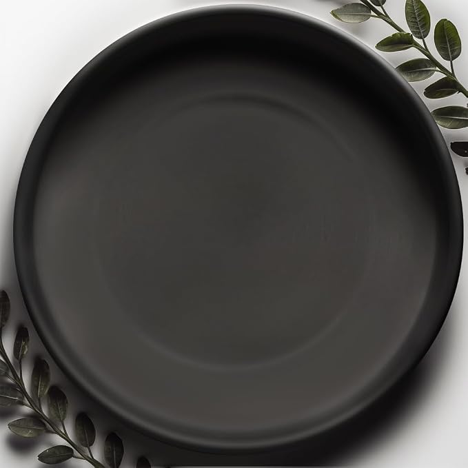 Heavy Duty Ceramic Plant Dish - with Silicone Feet for Added Surface Protection - Scratch-Resistant Plant Saucers, Pots 10.75" at the Base or Less, Flower Pot Saucers, Pebble Tray for Plant Humidity