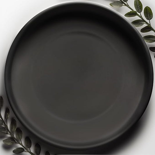 Heavy Duty Ceramic Plant Dish - with Silicone Feet for Added Surface Protection - Scratch-Resistant Plant Saucers, Pots 10.75" at the Base or Less, Flower Pot Saucers, Pebble Tray for Plant Humidity