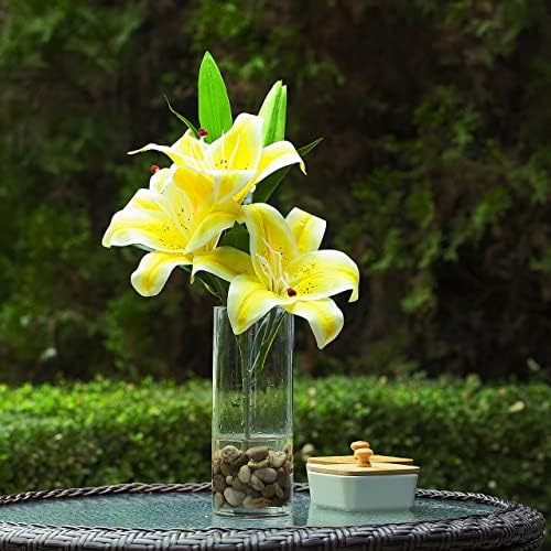 Enova Floral Set of 4 Clear Glass Cylinder Vase, 5W x 12H Inches Tall Clear Flower Vase, Pillar Candle Floating Candle Holders, Decorative Glass Vase for Wedding Centerpieces, Home Kitchen Decor - Image 4