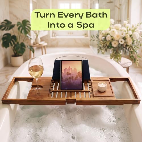 ROYAL CRAFT WOOD Premium Foldable Bathtub Tray Caddy - Wood Bath Tray for Tub, Bamboo Shelf, Expandable Bath Table Trays, Bathtub & Bathroom Accessories for New Home & Mothers, Birthday Gifts for Mom - Image 7