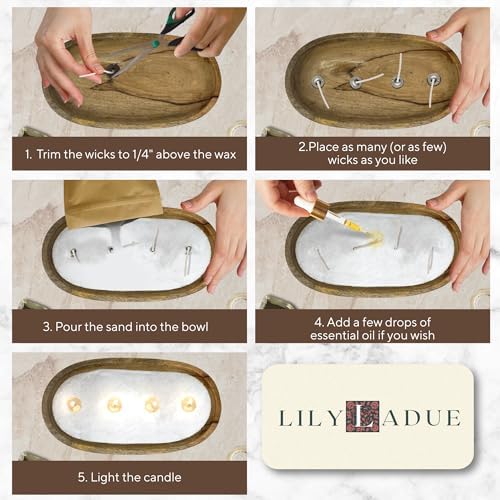 LILY LADUE 1LB Cherry Scented Pearled Candle Sand Kit - Decorative Refillable Sand Candle Kit with 24 Wicks and Wooden Holder, Red Wax Beads, Powder Wax Pearls to Make Your Own Home Decor, Gift Set - Image 3