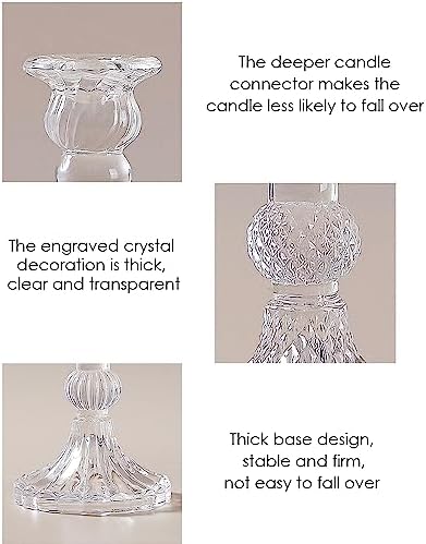 Glass Candlestick Holders Set of 6, Taper Candle Holder for Wedding Festival Christmas Party Valentine's Decor, Table Centerpieces - Image 3