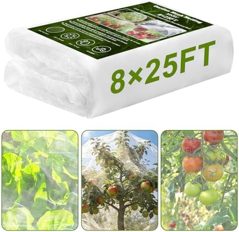 8×25 FT Garden Netting, Ultra Fine Mesh Pest Barrier, Plant Covers Row Cover for Vegetables Fruits Flowers, Greenhouse Raised Bed Screen Protect Plants from Birds Bugs by Unknown