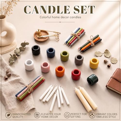 Suclain 10 Pcs 0.7 Inch Chime Candle Holder Small Candle Holders Ceramic Holder for Rituals, Spells, Vigil, Altar, Witchcraft, Wiccan Supplies (Colorful) - Image 5