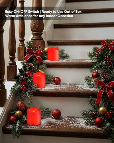 Homemory 12 Pack Red Flameless Flickering LED Votive Tealights Candles - Image 5