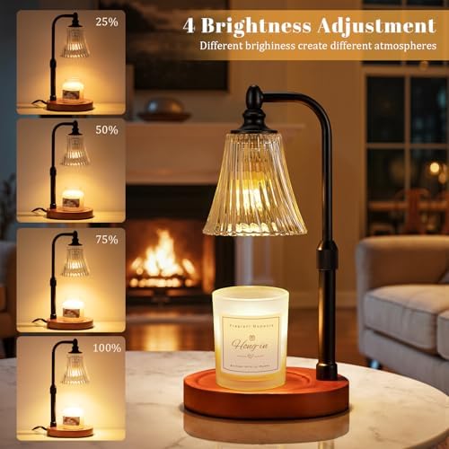 Black Walnut Candle Warmer Lamp with Timer Dimmable,Birthday Gifts for Women,Adjustable Height Wax Melt Warmer for Jar Candles,House Warming Gifts New Home,Ideal for Office,Dorm,Bedroom Home Decor - Image 2