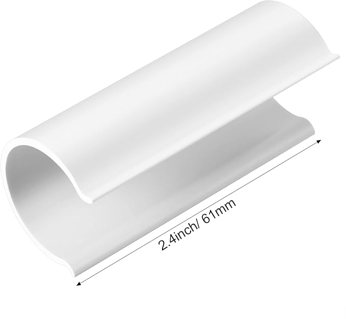 Jetec 64 Pieces PVC Pipe Clips Pool Cover Clamps for Above Ground Pools for Greenhouses, Row Covers, Shelters, Bird Protection, 2.4 Inches Long(1 Inch,White)